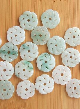 20883缅甸玉天然A货翡翠玉DIY配件用 很小个的时来运转花小配件