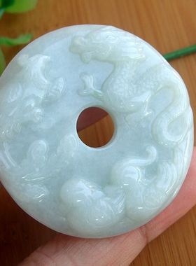 96764玉琳阁缅甸玉实拍天然A货翡翠玉鸳鸯戏水龙凤呈祥吊坠送证书