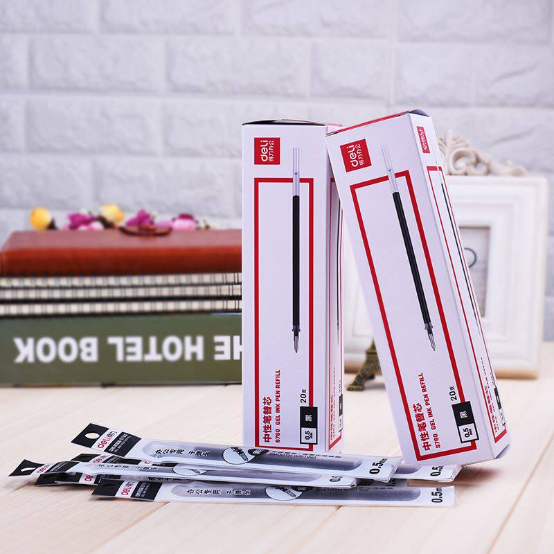 得力S760笔芯中性笔芯子弹头0.5mm黑笔芯水笔芯碳素笔芯中性替芯