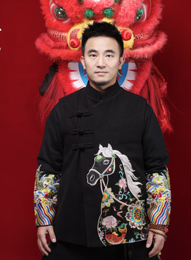 【古阿新国潮】中国风原创五花马新中式刺绣国风情侣立领百搭马甲