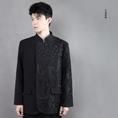 原创中国风免熨烫凤凰图休闲时尚 古阿新国潮 刺绣商务春秋西服