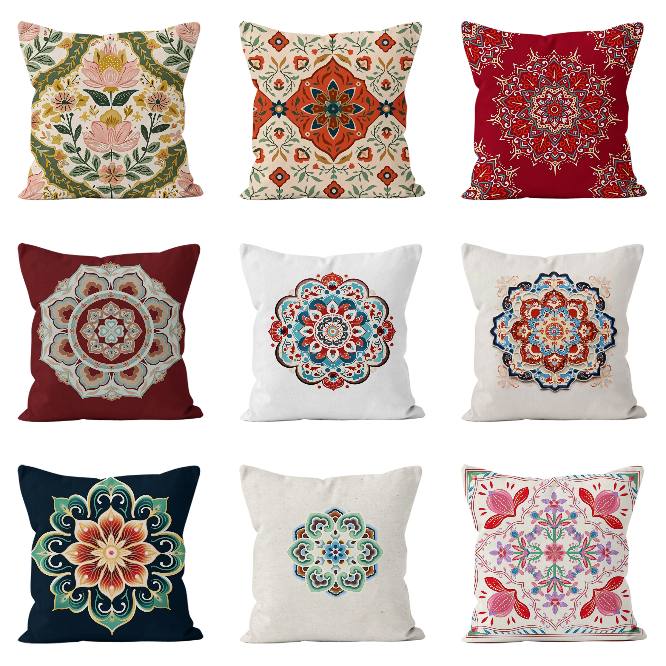 波西米亚民族风刺绣印花靠背复古满绣抱枕抱枕套沙发靠枕午睡靠垫