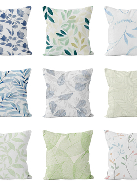 新中式叶子毛绒抱枕现代简约沙发客厅办公室样板间腰枕套靠枕靠垫