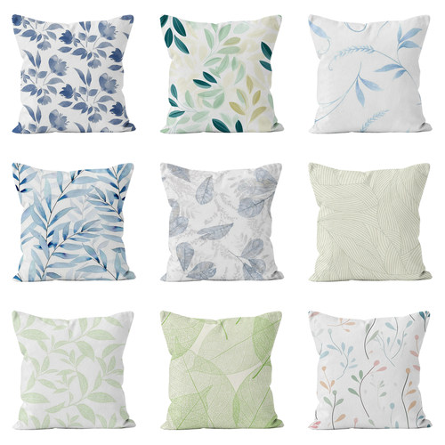 新中式叶子毛绒抱枕现代简约沙发客厅办公室样板间腰枕套靠枕靠垫