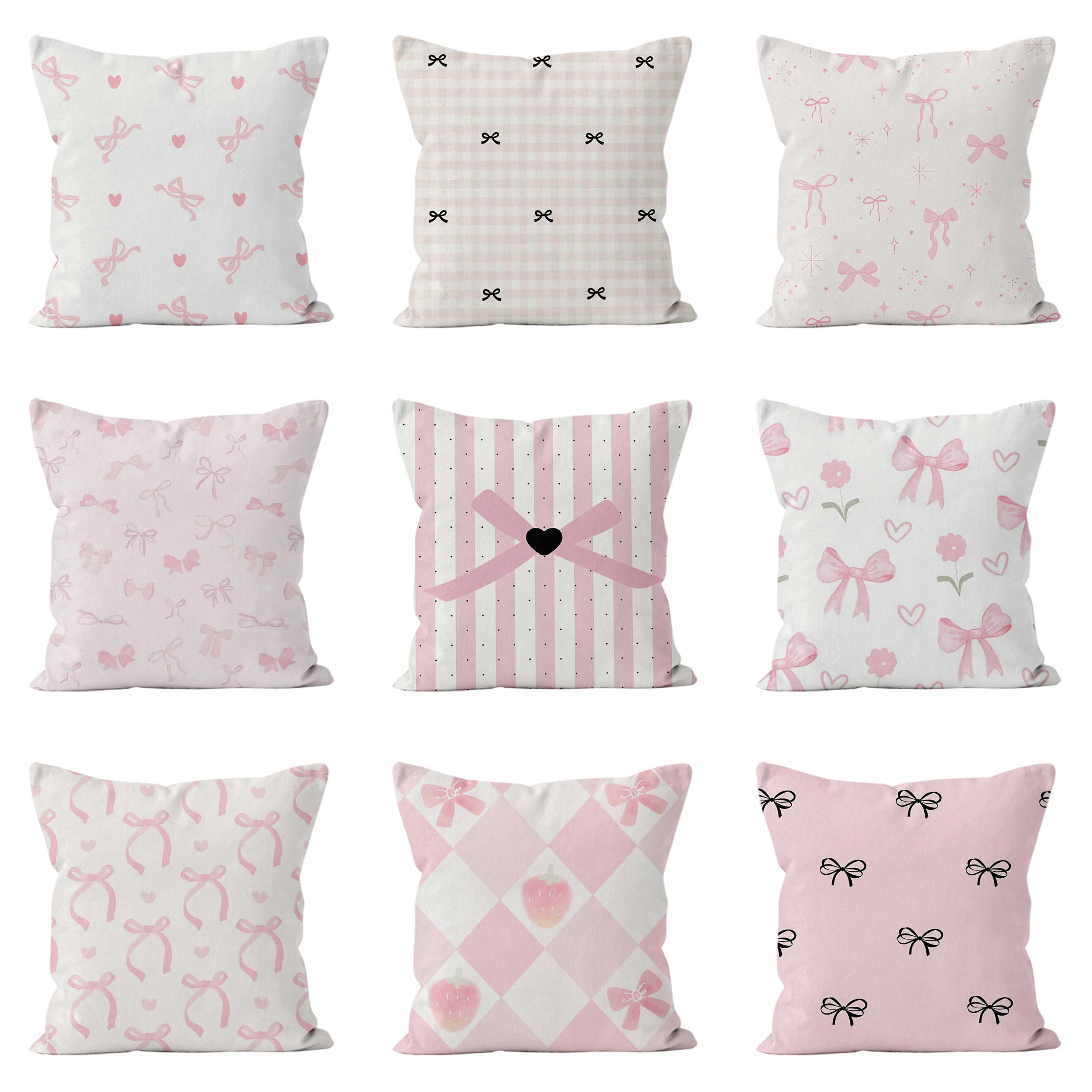 可爱清新蝴蝶结现代简约现代创意抱枕靠垫沙发卧室装饰粉色印花