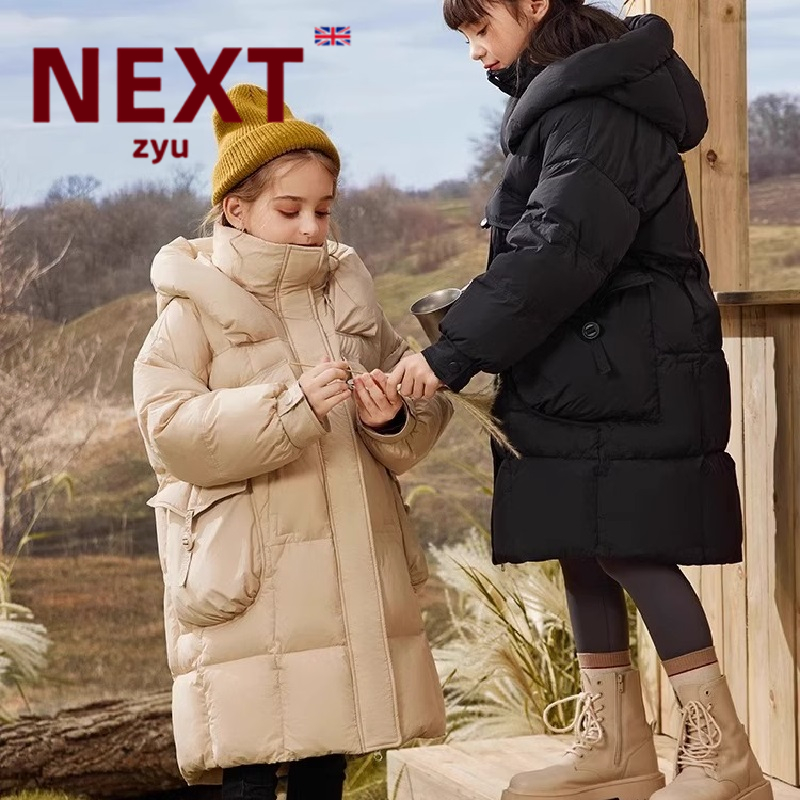 英国NEXT ZYU官方正品女童羽绒服中长款加厚保暖中大童时髦冬外套