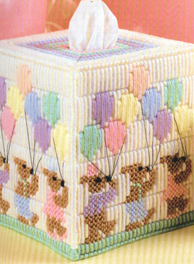 立体绣3D十字绣新款客厅纸巾盒卷纸盒小熊气球B182制作材料