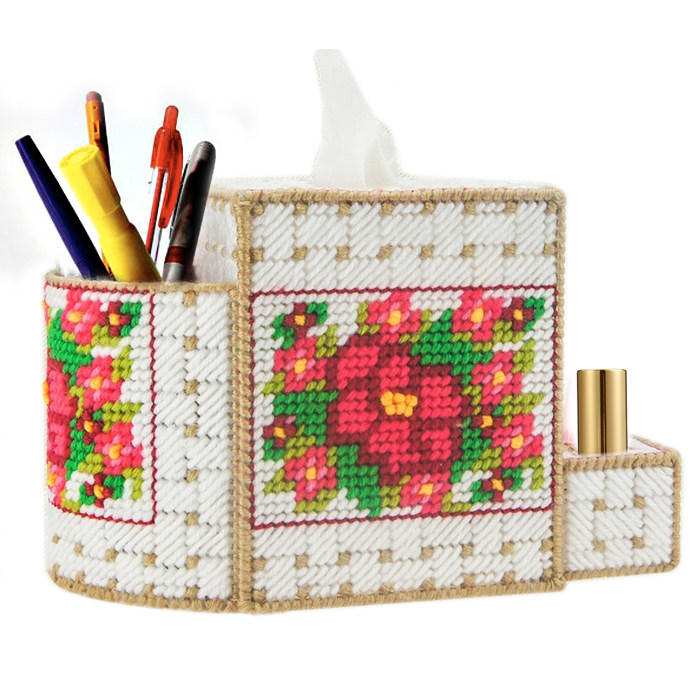 手工立体绣3D十字绣新款客厅梳妆盒纸巾盒卷纸盒B11制作材料