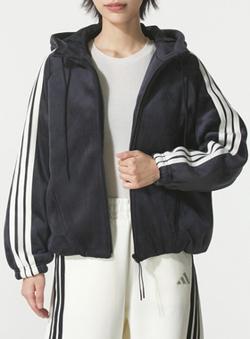 2025新款阿迪达斯 S VL WARM JKT 女装珊瑚绒防风保暖外套KB7606