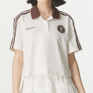 W纯棉短款 POLO T恤KH1187 短袖 阿迪达斯女装 2025新款 休闲POLO衫