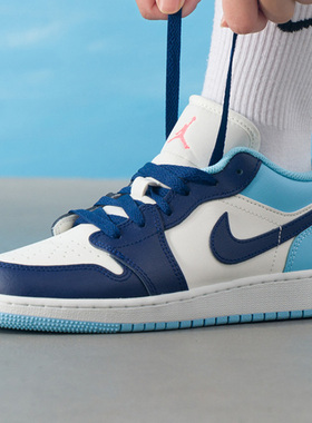 专柜同款耐克大童鞋AIR JORDAN 1 GS 青少年低帮AJ休闲板鞋553560