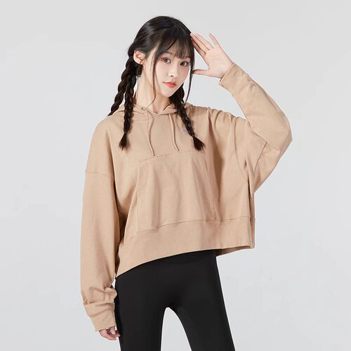 正品NIKE耐克女装卫衣 连帽宽松运动服 休闲短款套头衫DM6418-200