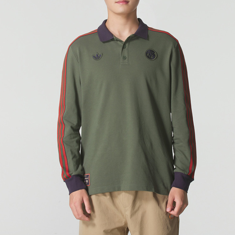 阿迪达斯三叶草男装长袖T恤 FCB ICON POLO 足球系列休闲服JN0253