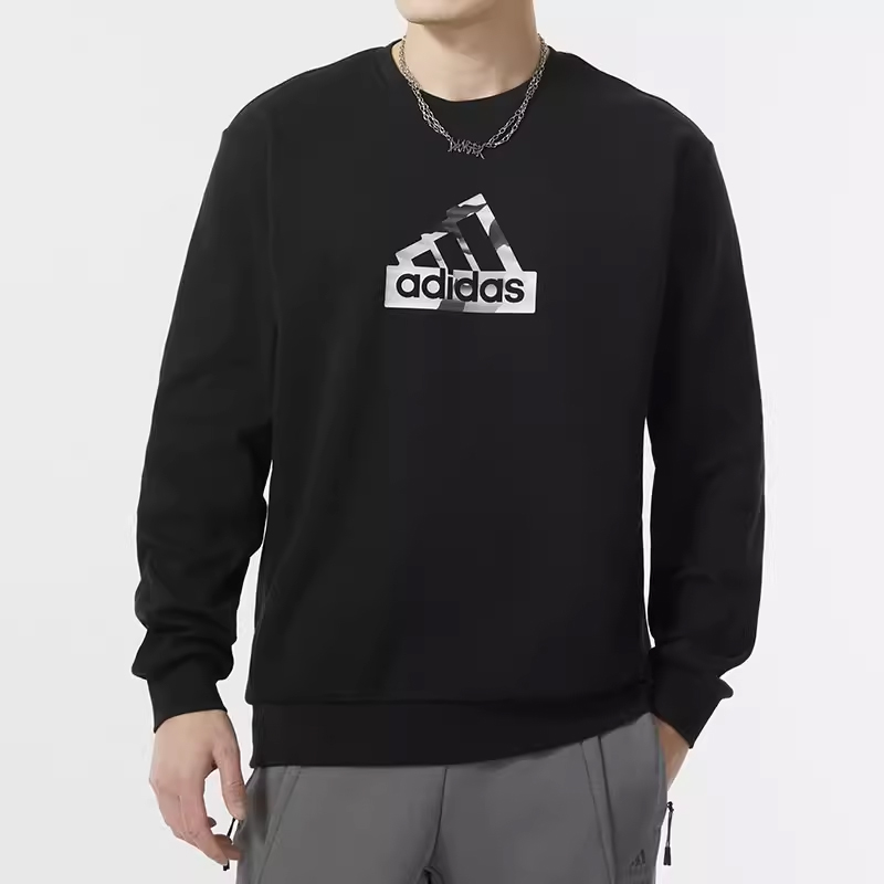阿迪达斯圆领卫衣男春季新款宽松透气运动服跑步训练套头衫IT3961