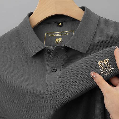 100%纯棉新款男士polo衫长袖秋装上衣中年春季休闲高端打底衫t恤