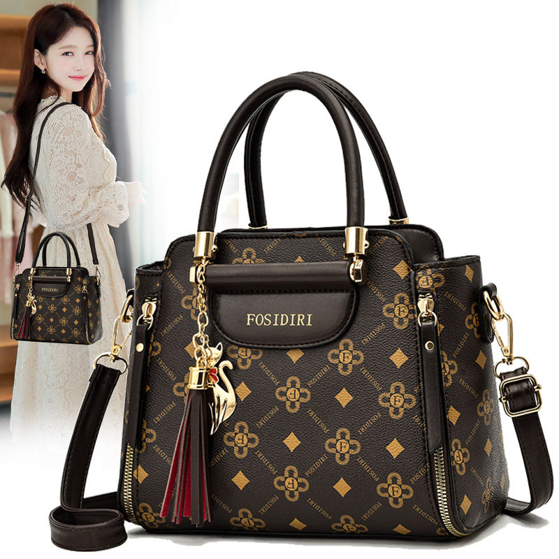 蒂森袋鼠真皮2023新款手提包女包妈妈包高级感大气百搭单肩斜挎包