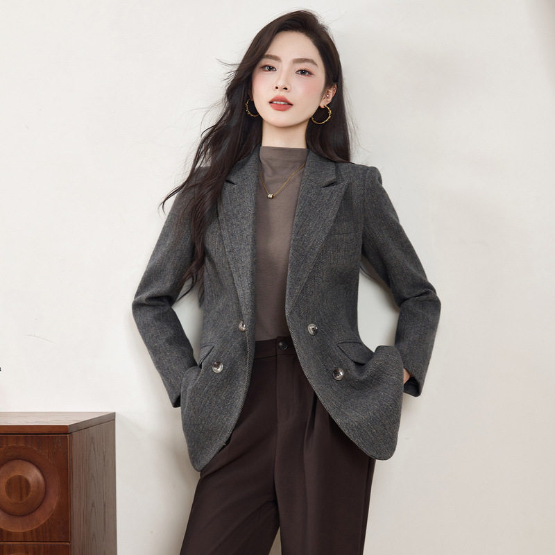 2026秋款双排扣女小西装长袖西服