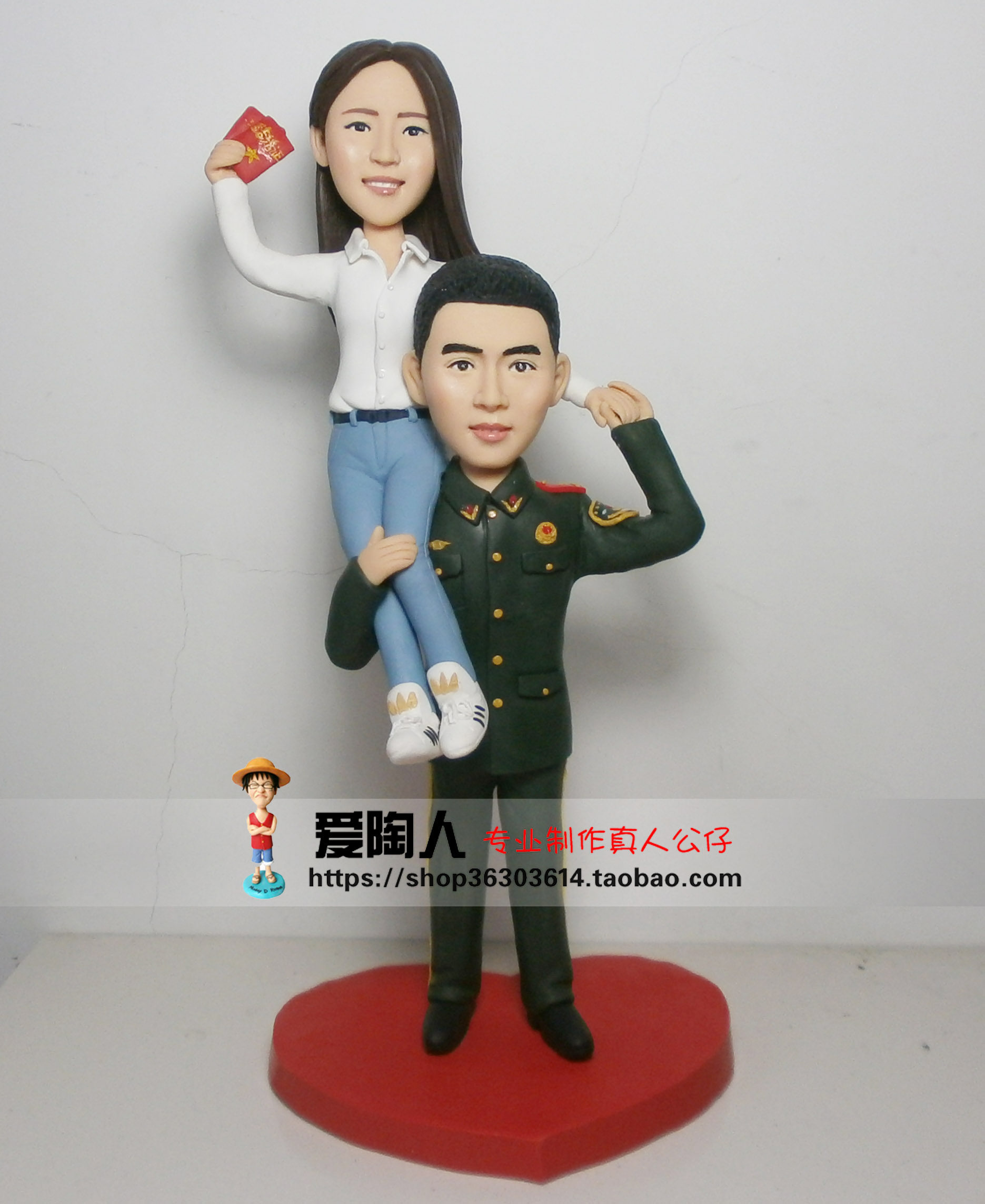 军人像公仔定制 情人节结婚生日diy礼物蜡像软陶人偶捏泥人仿真人