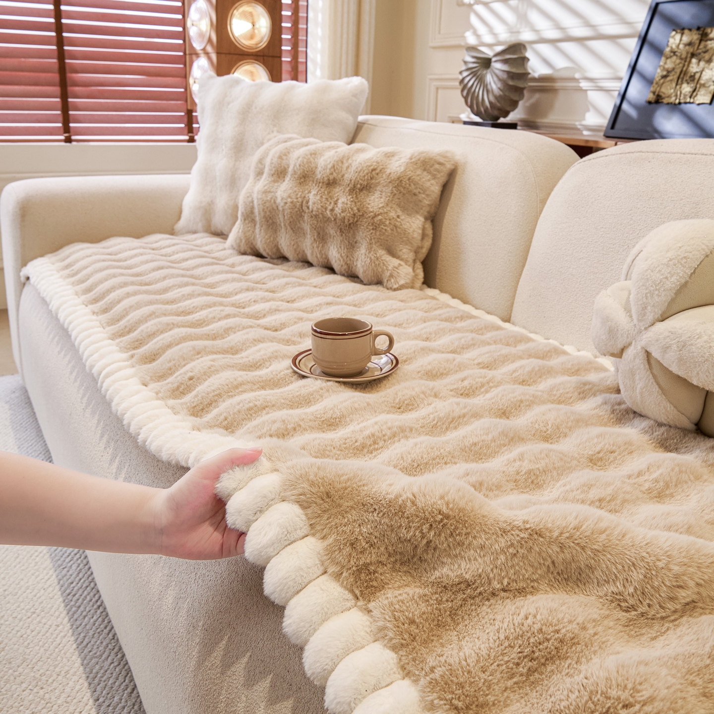 毛绒沙发垫秋冬2025新款加厚坐垫防滑真皮专用轻奢高级感盖布座垫,居家布艺,沙发垫,淘宝优惠券,粉丝福利购,淘宝优惠卷