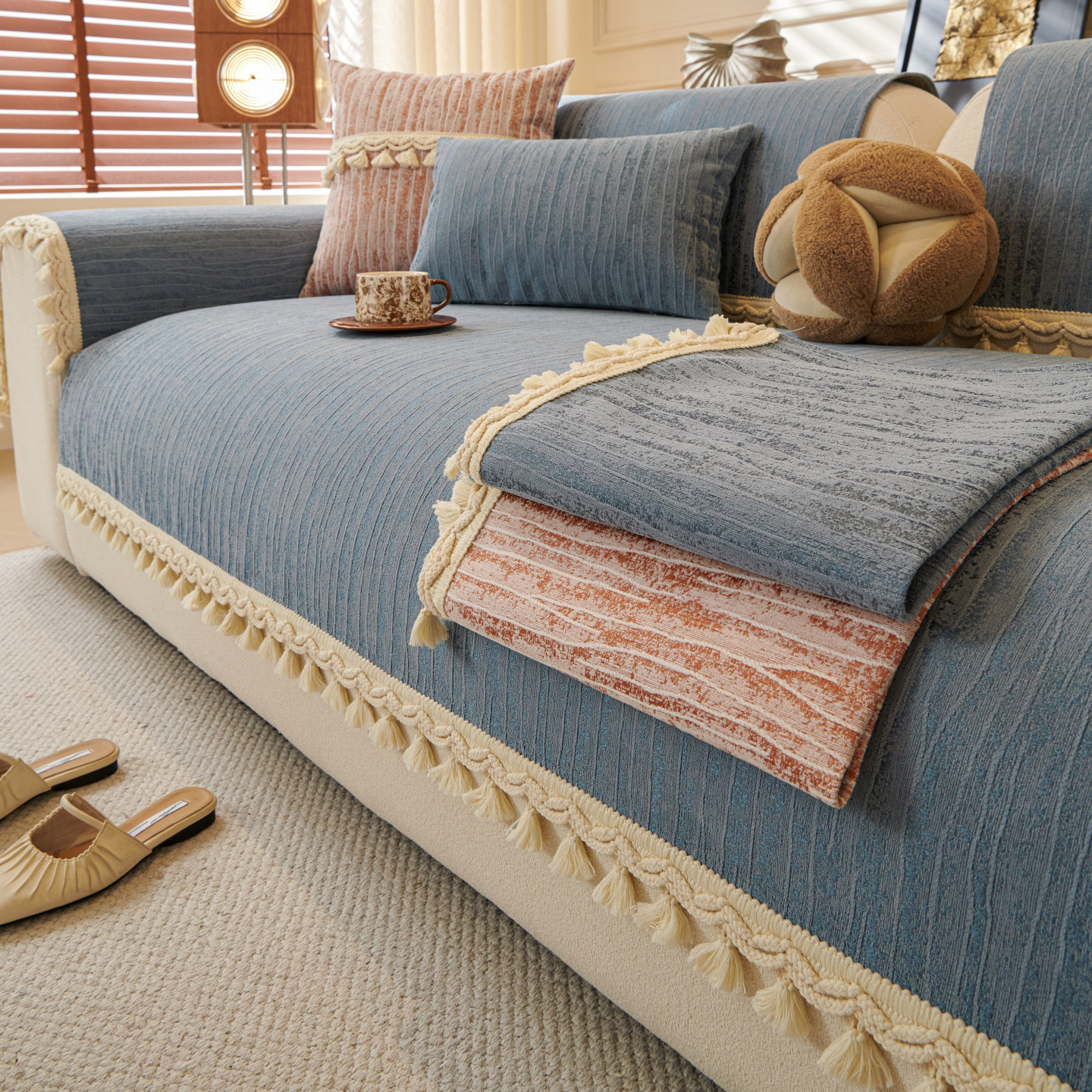 奶油风高级感沙发垫2025新款四季通用坐垫固定防滑皮沙发套罩盖巾,居家布艺,沙发垫,淘宝优惠券,粉丝福利购,淘宝优惠卷