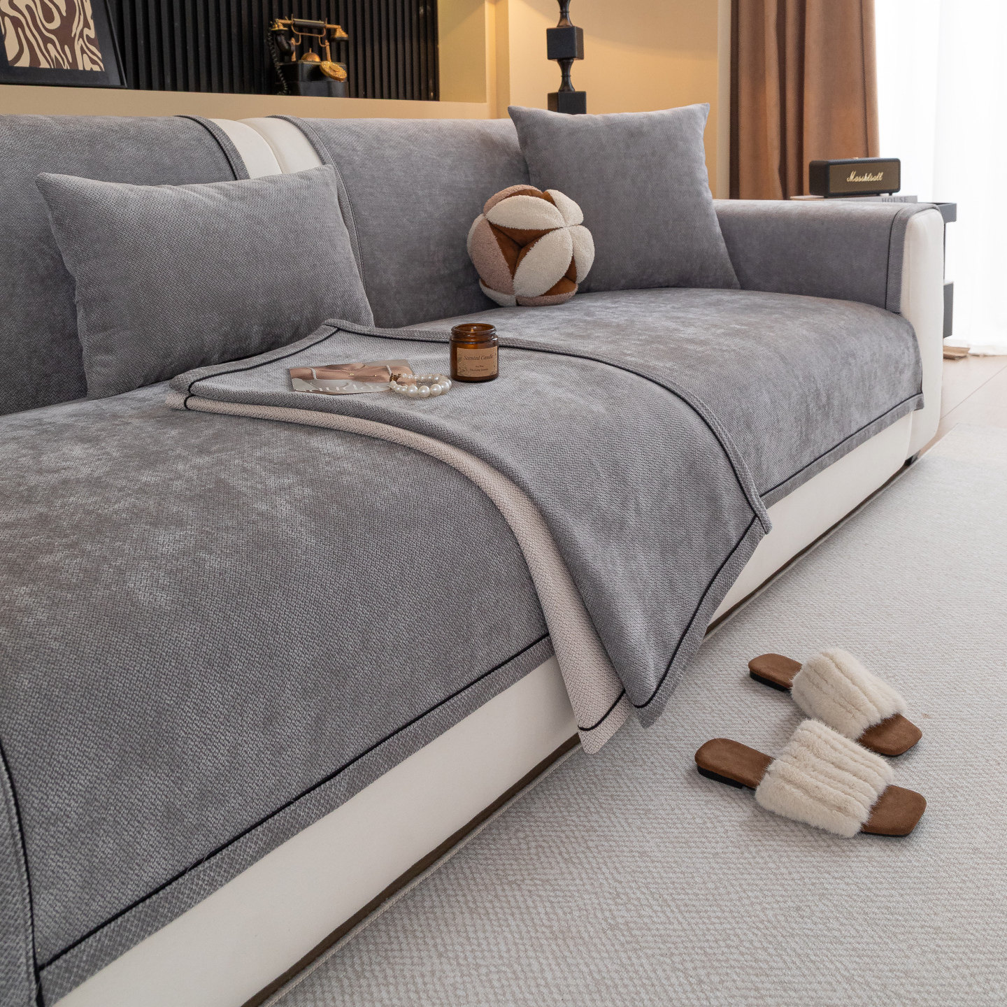 轻奢高级感雪尼尔沙发垫四季通用新款2025皮沙发套罩防滑坐垫盖布,居家布艺,沙发垫,淘宝优惠券,粉丝福利购,淘宝优惠卷