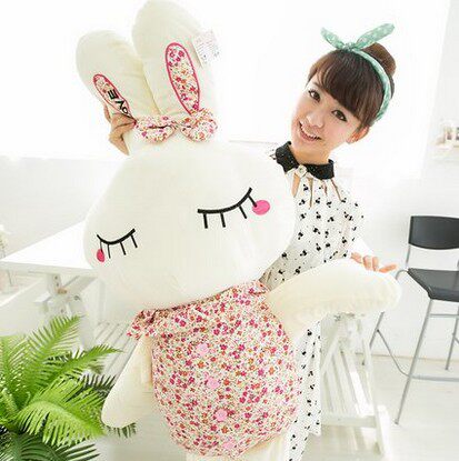 韩版兔 美人 眯眼兔小碎花胭脂LOVE兔毛绒玩具生日礼物兔兔