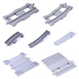 兼容积木大颗粒积木轨道配件散件站台高架桥弯轨拖车火车电动