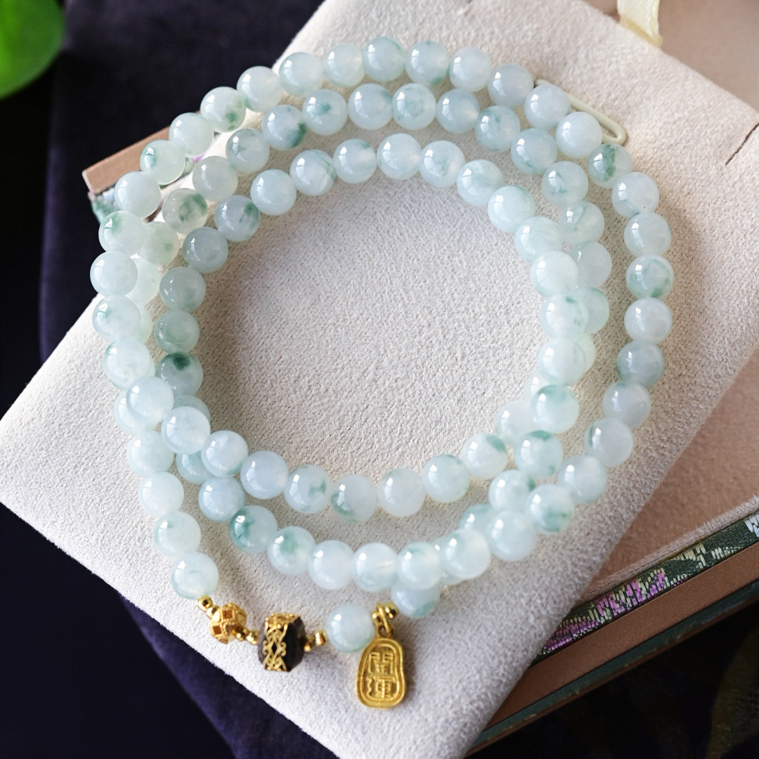 一斤钻戒 天然缅甸A货翡翠手链项链 毛衣链 18k金