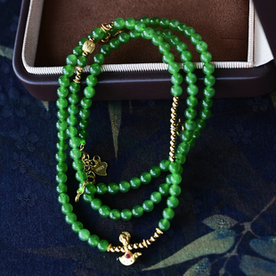 一斤钻戒 天然和田碧玉手链项链 玉质细腻 925银万能链 清爽百搭