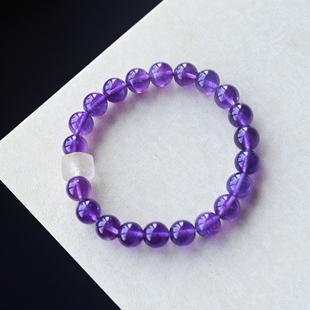 一斤钻戒 一物一图 包老保真 高古老水晶＋天然巴西紫水晶手串