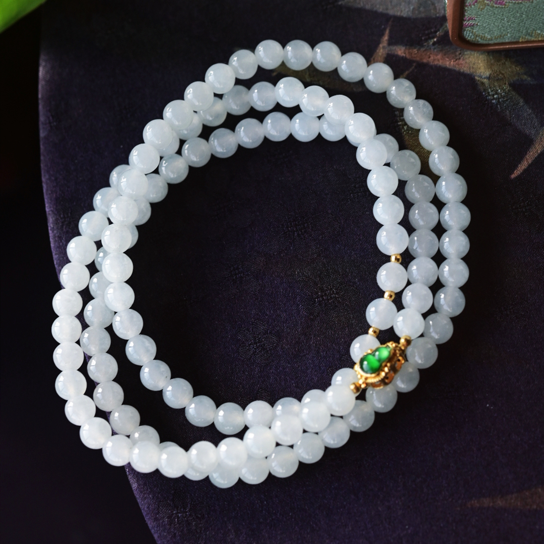 一斤钻戒 天然缅甸A货翡翠手链项链 毛衣链 18k金