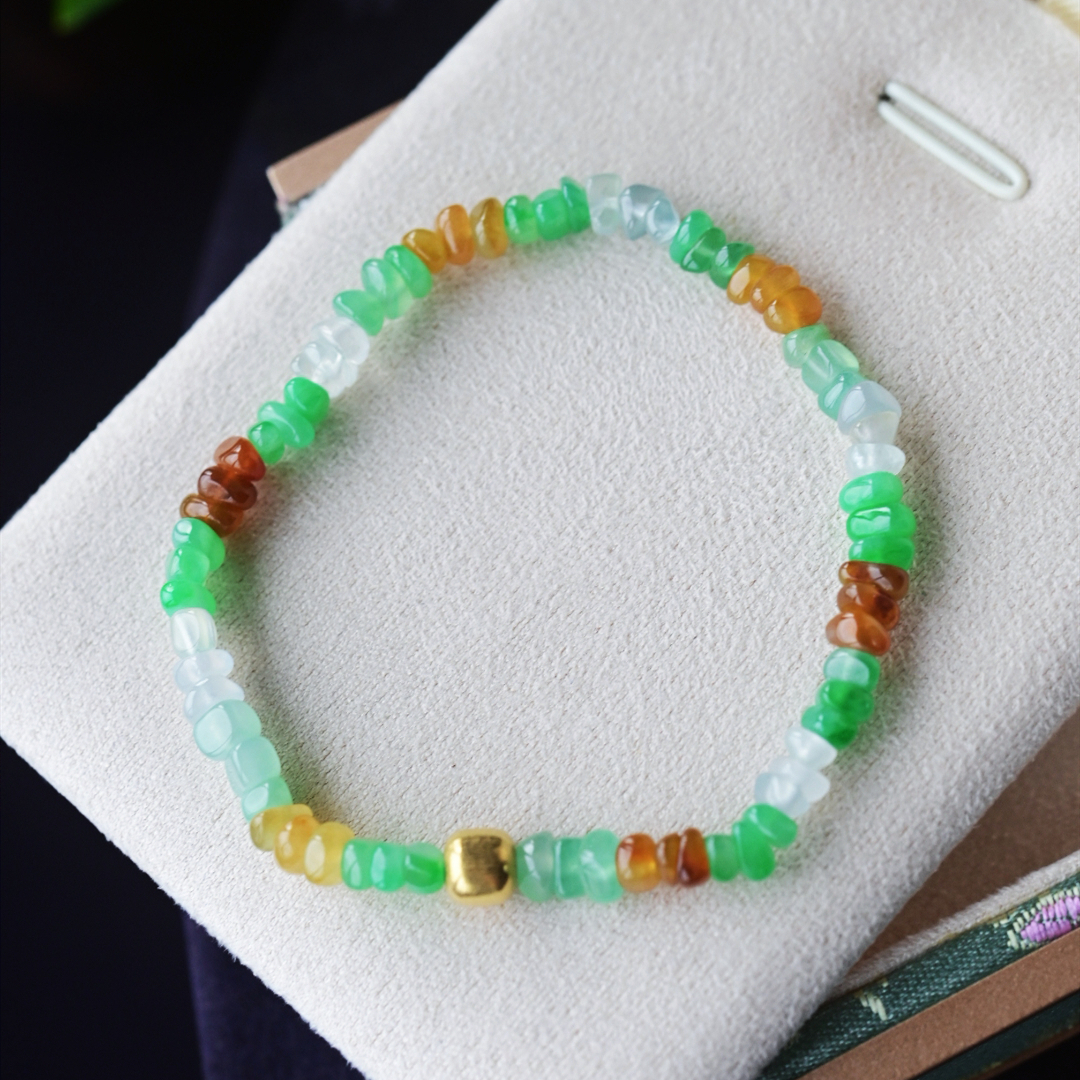 一斤钻戒天然缅甸A货翡翠18K金