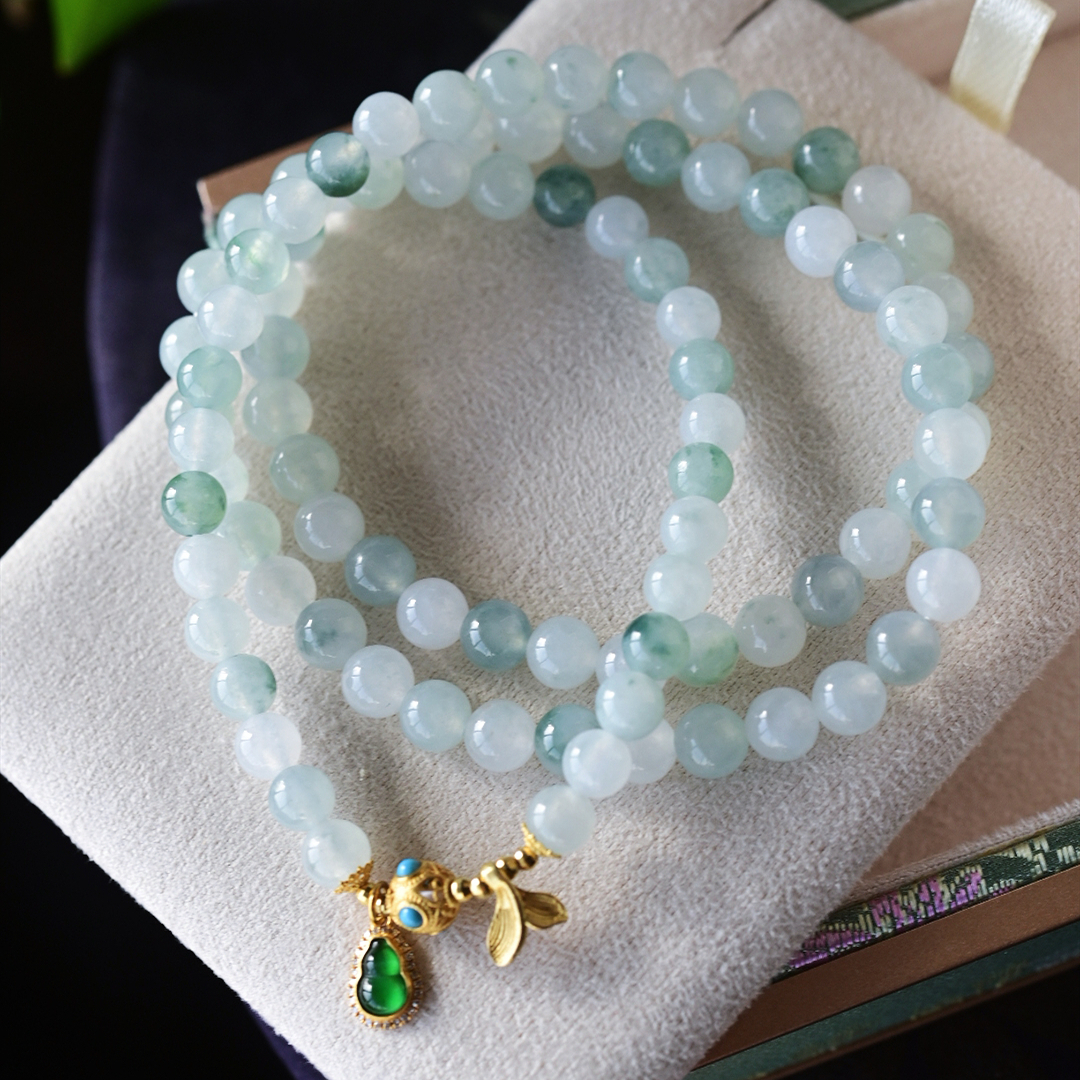 一斤钻戒 天然缅甸A货翡翠手链项链 毛衣链 18k金