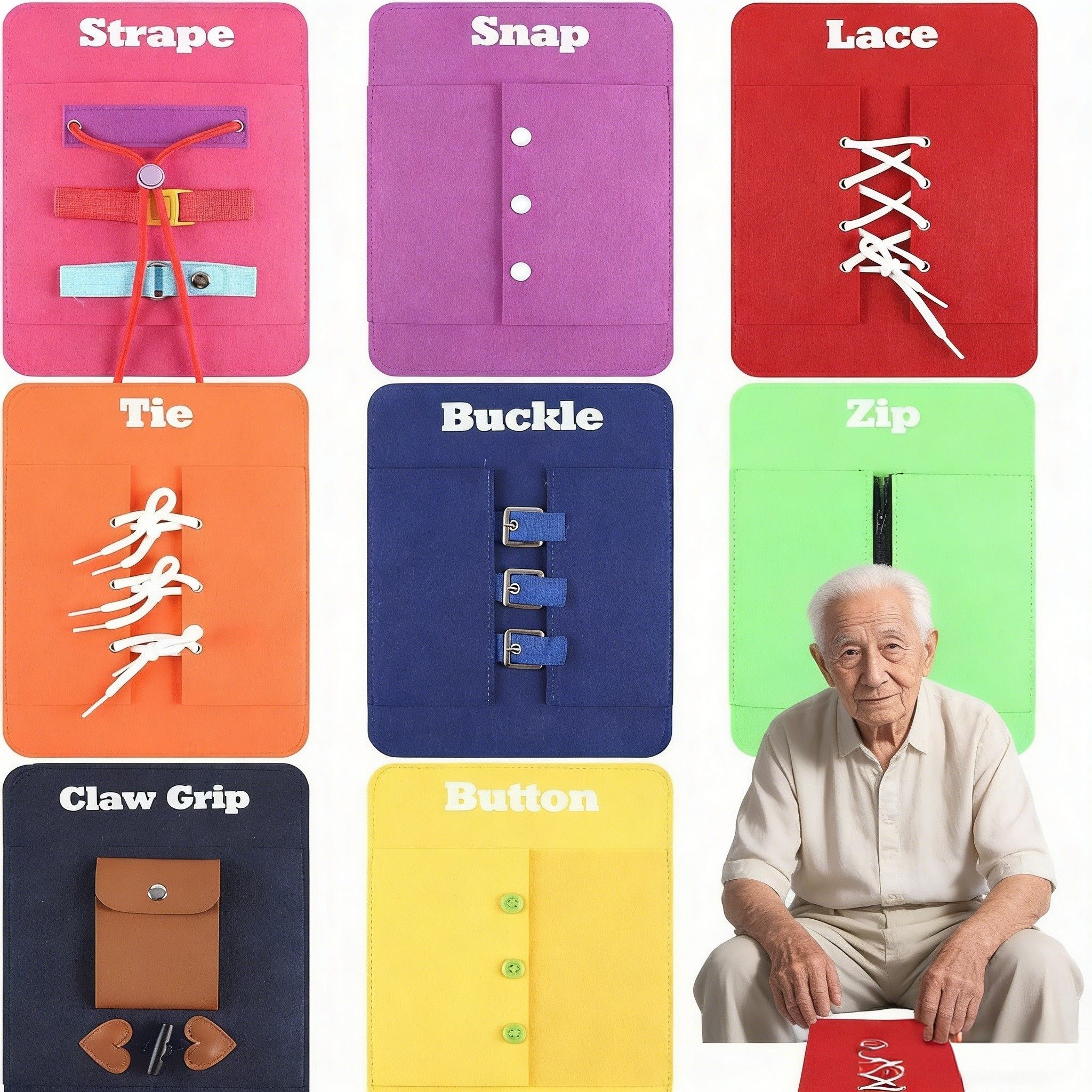 养老院蒙氏照护毛毡忙碌板认知症老人穿衣学习拉链插扣系鞋带纽扣,玩具/童车/益智/积木/模型,逻辑/思维训练玩具,淘宝优惠券,粉丝福利购,淘宝优惠卷