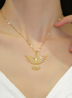 【钛钢】凤凰展翅轻奢跨境宴会婚庆项链女网红百搭锁骨链钛钢链条