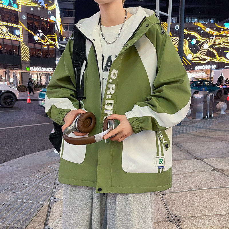 春秋季新款外套男孩潮流帅气大童青少年初中学生夹克男装士冲锋衣