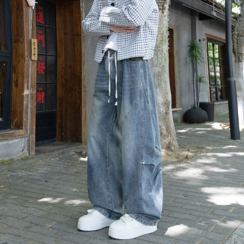 夏季薄款宽松休闲牛仔长裤子男孩