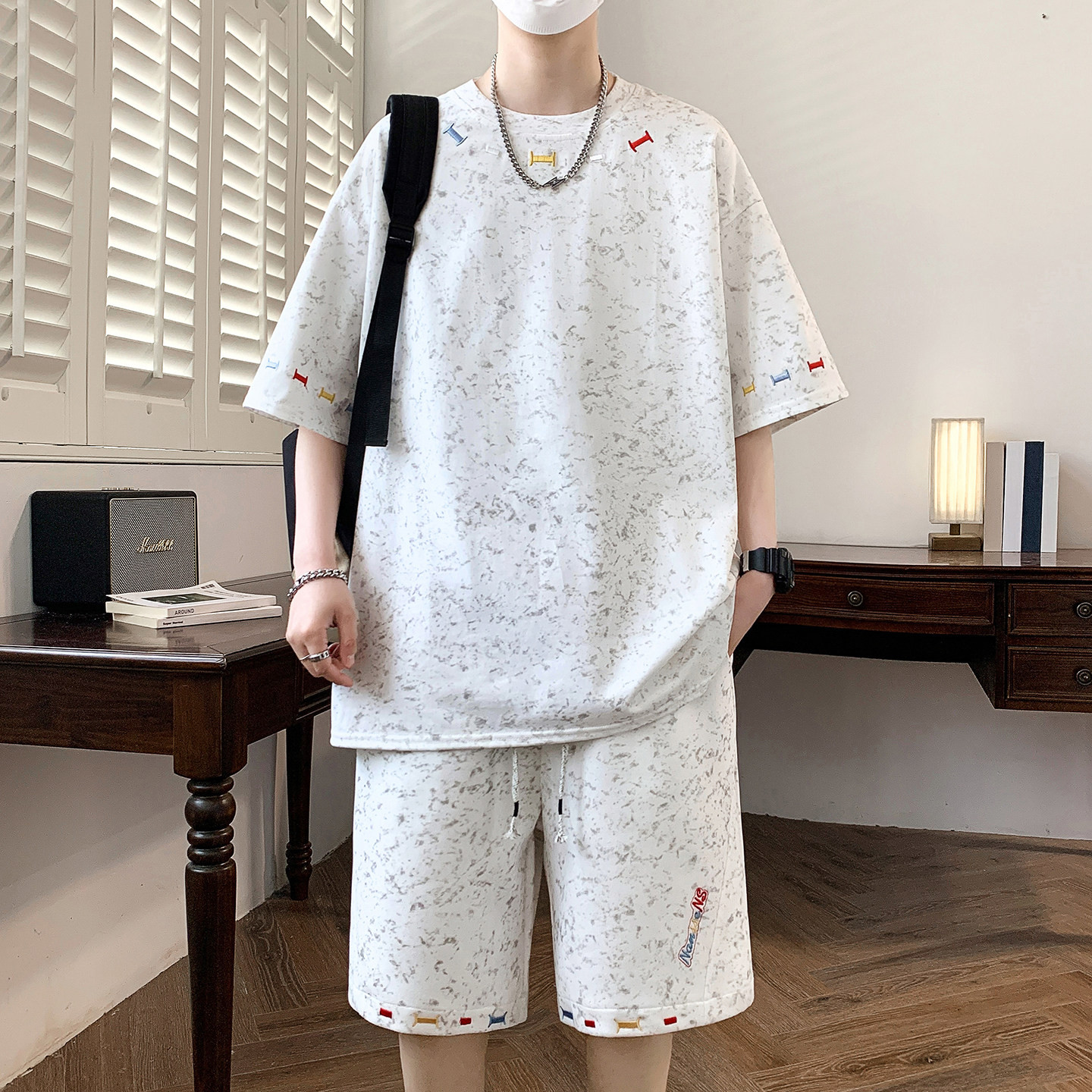短袖t恤男夏季新款青少年大童初中高中学生宽松半袖上衣服套装潮