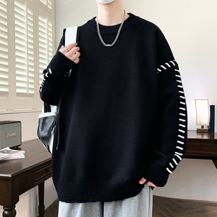 秋冬季新款毛衣男孩加厚保暖初高中学生青少年大童宽松内搭针织衫