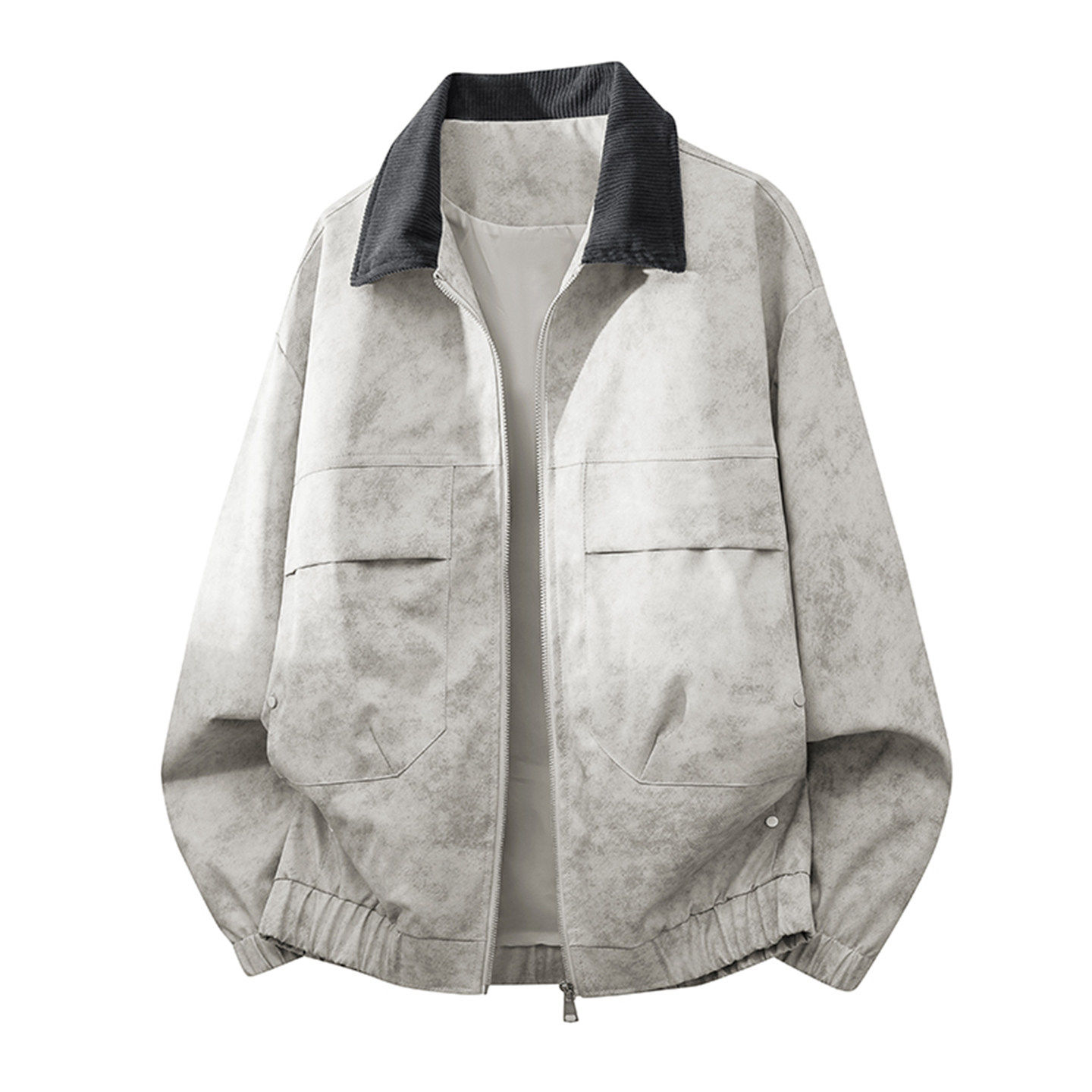 撞色翻领外套男生春秋季2026新款潮流宽松工装夹克青少年休闲上衣