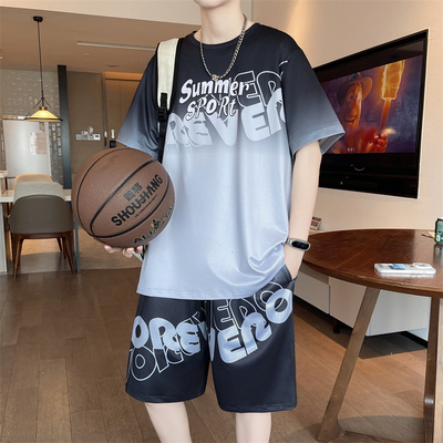 凉感青少年夏季篮球T恤运动套装