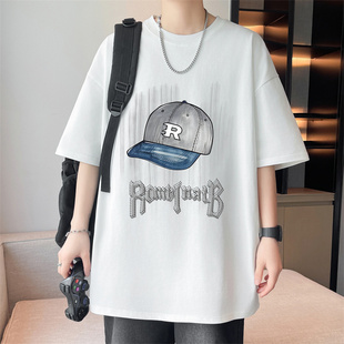 上衣服大童男装 短袖 初中学生宽松青少年纯棉半袖 新款 t恤男孩夏季