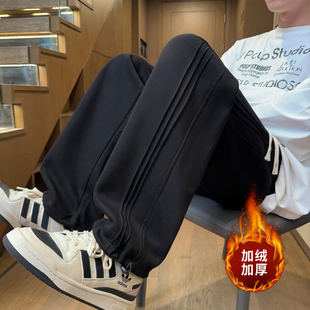 秋冬季新款青少年学生长裤子男孩加绒加厚帅气大童男装士运动休闲