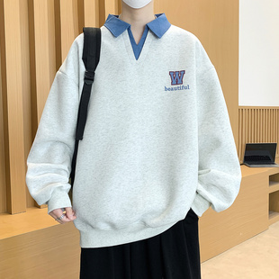 polo领卫衣男生春秋季新款青少年初高中学生上衣服长袖t恤男装士