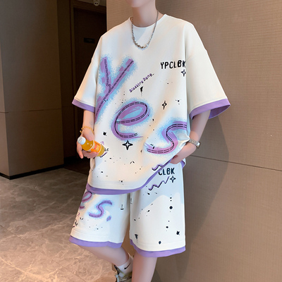 不褪色不起球透气学生短袖套装