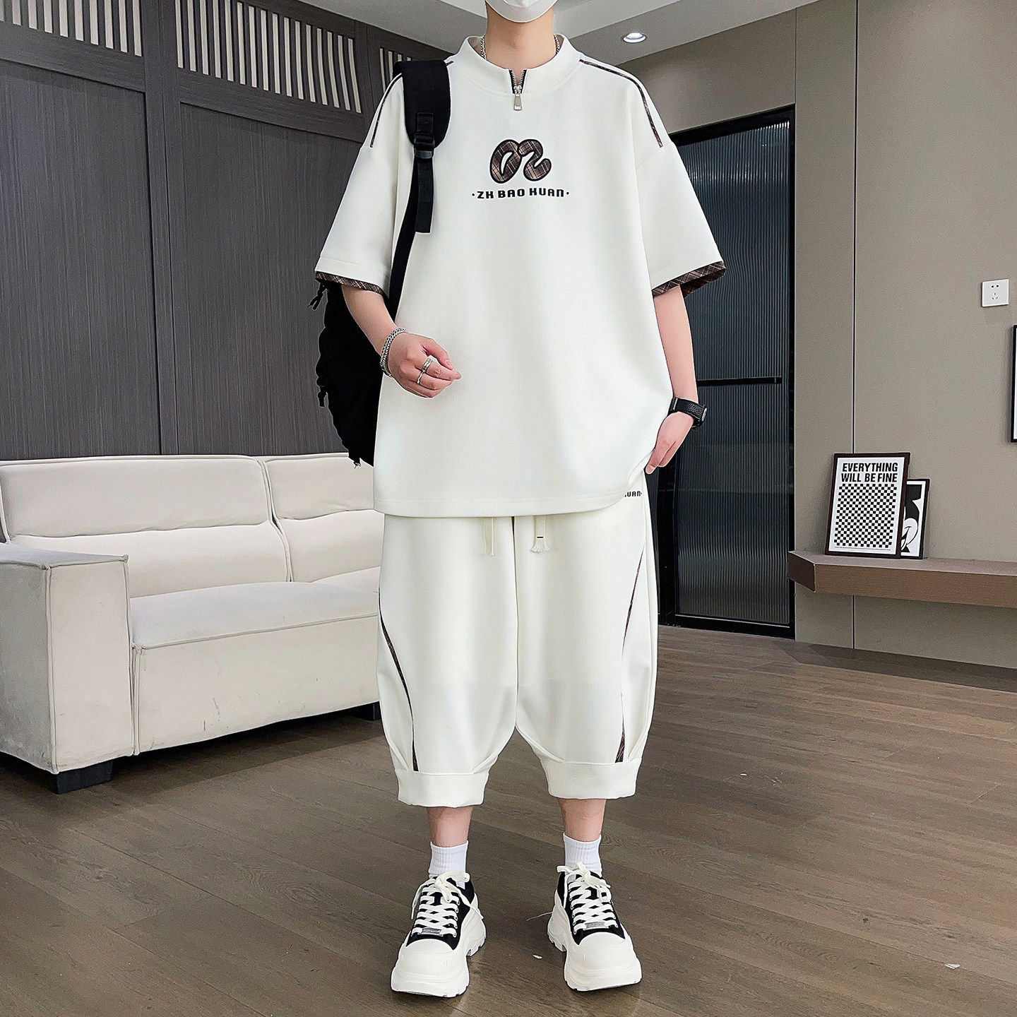 凉感透气青少年夏季短袖T恤套装