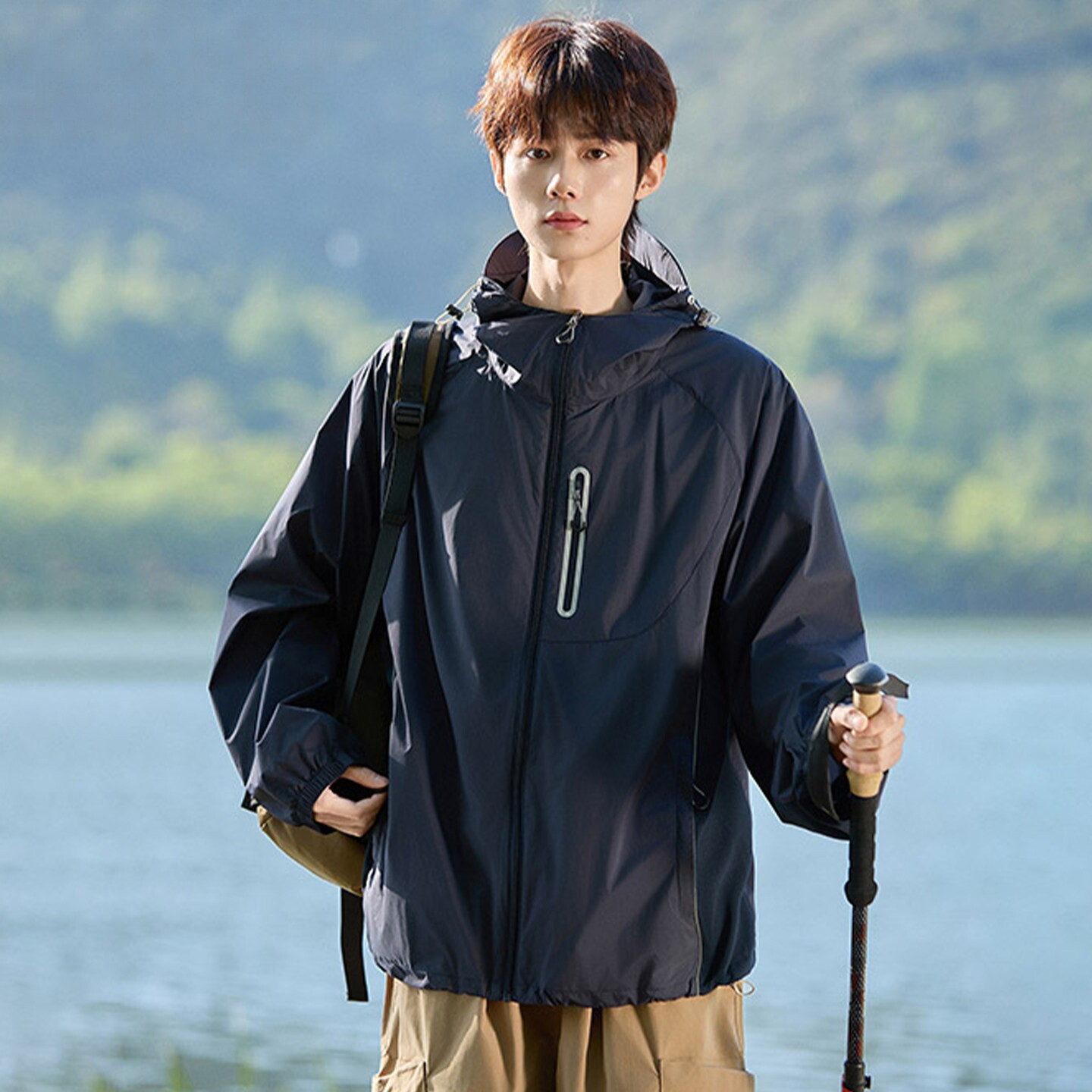 凉感透气冰丝宽松防晒衣服夹克男