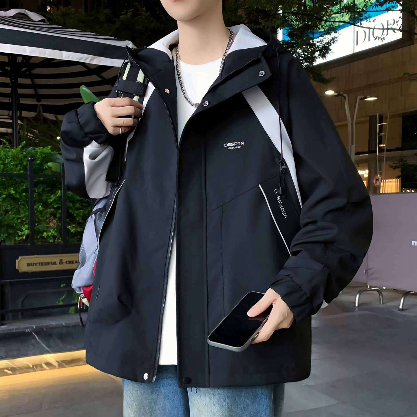 春秋季新款青少年冲锋衣外套男生初高中学生工装夹克大童休闲上衣