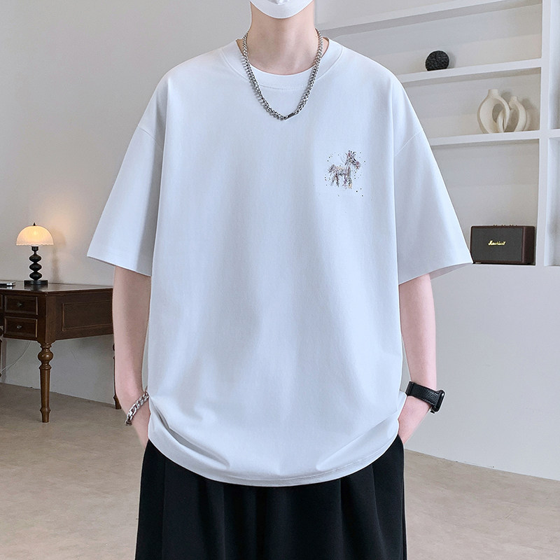 青少年短袖t恤男孩初高中学生帅气夏季新款大童纯棉宽松潮牌男装
