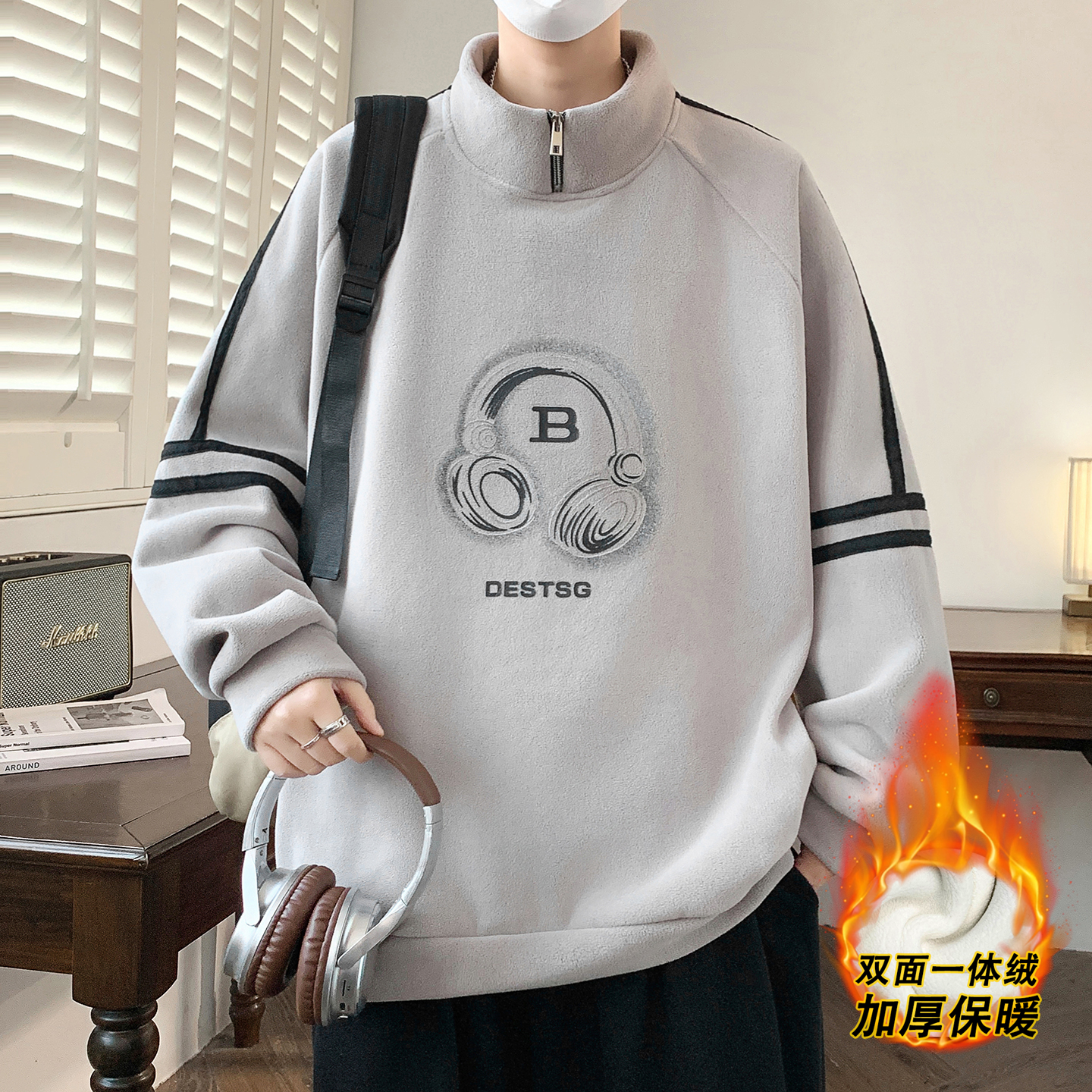 不起球不褪色加绒加厚保暖卫衣潮